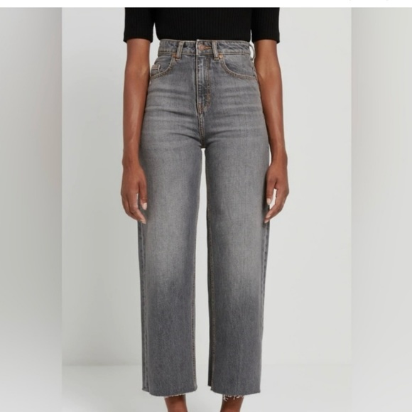 Frank & Oak The Nina Wide Leg Fit High Rise Gray Jeans - Size 26 - Picture 1 of 10